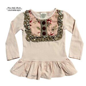 Persnickety 18m Long Sleeve Rose Peplum Top
